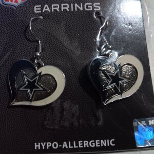 Dallas Cowboys NFL Heart Swirl Earrings